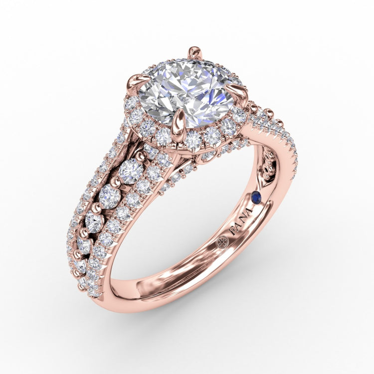 14k Rose Gold 1 Carat Round Cut Moissanite Cluster Engagement Ring For Women  - Oveela Jewelry